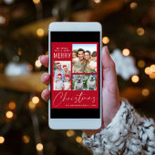 Modernes 3 Foto Sehr frohe Weihnachten Rot