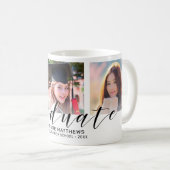Modernes 3-Fotocollage Schwarze Typografie Graduat Kaffeetasse (VorderseiteRechts)