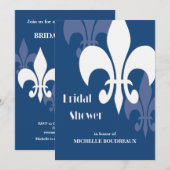 Modernes 3 Lilien-Brautparty (dunkelblau) Einladung (Vorne/Hinten)