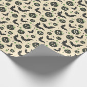 Modernes 3 Mit Augen Kürbis und Fledermäuse Hallow Geschenkpapier (Ecke)