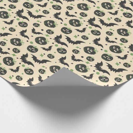 Modernes 3 Mit Augen Kürbis und Fledermäuse Hallow Geschenkpapier (Ecke)