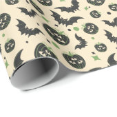 Modernes 3 Mit Augen Kürbis und Fledermäuse Hallow Geschenkpapier (Rolleneckpunkt)