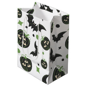 Modernes 3 Mit Augen Kürbis und Fledermäuse Hallow Mittlere Geschenktüte