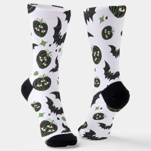 Modernes 3 Mit Augen Kürbis- und Fledermausmuster  Socken