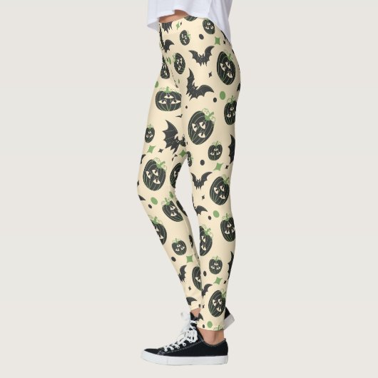 Modernes, 3-Mit Augen Kürbiskuchen und Fledermäuse Leggings