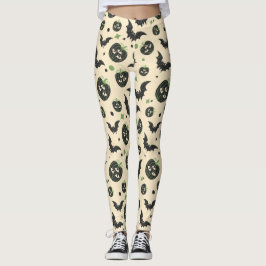 Modernes, 3-Mit Augen Kürbiskuchen und Fledermäuse Leggings