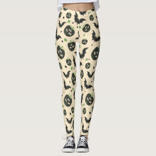 Modernes, 3-Mit Augen Kürbiskuchen und Fledermäuse Leggings