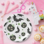 Modernes, 3-Mit Augen Kürbiskuchen und Fledermäuse Pappteller (Party)