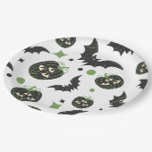 Modernes, 3-Mit Augen Kürbiskuchen und Fledermäuse Pappteller (Schrägansicht)