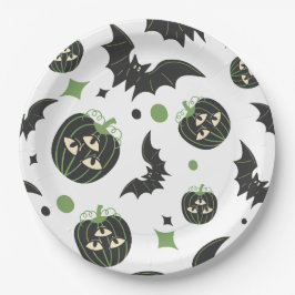 Modernes, 3-Mit Augen Kürbiskuchen und Fledermäuse Pappteller