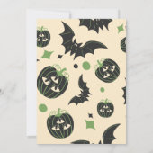 Modernes 3-Mit Augen Pumpkin & Bats Halloween-Part Einladung (Rückseite)