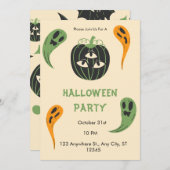 Modernes 3-Mit Augen Pumpkin-Halloween-Party Einladung (Vorne/Hinten)