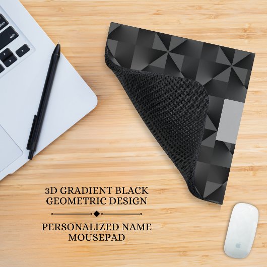 Modernes 3D-Farbmuster Schwarz Diamant Geometrie Mousepad