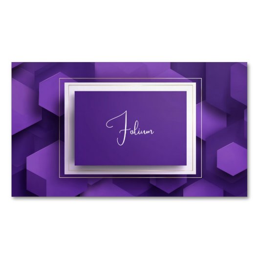 Modernes 3D Geometrisches Lila Unternehmen Magnetische Visitenkarte (Vorderseite)