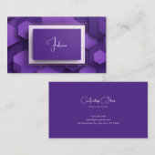Modernes 3D Geometrisches Lila Unternehmen Visitenkarte (Vorne/Hinten)