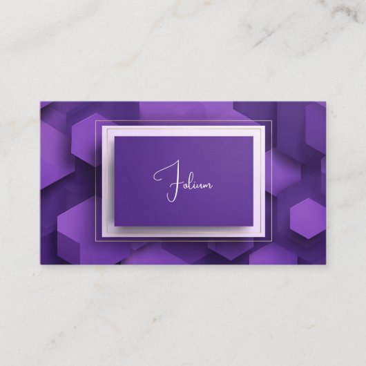 Modernes 3D Geometrisches Lila Unternehmen Visitenkarte (Vorderseite)
