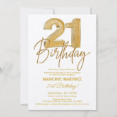 Modernes 3D Gold Glitzer 21. Geburtstag Party Einladung (Vorderseite)
