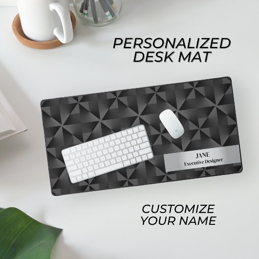 Modernes 3D-Gradient Black Diamond Geometric Desig Schreibtischunterlage