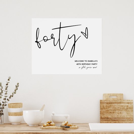 Modernes 40. Begrüßungszeichen Poster (Küche)