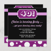 Modernes 40. Bithday Party Personalisiert Einladung (Vorne/Hinten)