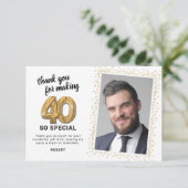 Modernes 40. ErwachsenenBirthday-Foto Dankeskarte (Stehend Vorderseite)