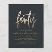 Modernes 40. Geburtstag einfach, stilvoll und eleg (Vorderseite)
