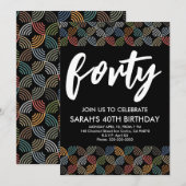 Modernes 40. Geburtstag einfach, stilvoll und eleg Einladung (Vorne/Hinten)