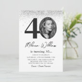Modernes 40. Geburtstag Party Foto Einladung (Stehend Vorderseite)