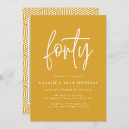 Modernes 40. Geburtstag schlichtes, stilvolles Scr