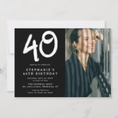 Modernes 40. Geburtstags-Party-Foto Einladung (Vorderseite)