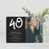 Modernes 40. Geburtstags-Party-Foto Einladung (Stehend Vorderseite)