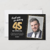 Modernes 45. Geburtstags-Foto Dankeskarte (Vorderseite)