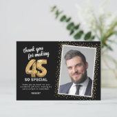 Modernes 45. Geburtstags-Foto Dankeskarte (Stehend Vorderseite)