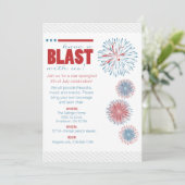 Modernes 4. der Feuerwerke von Juli-Party Einladung (Stehend Vorderseite)