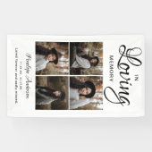 Modernes 4 Foto Collage Begräbnisbanner Banner (Horizontal)