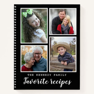 Modernes 4-Foto Collage Familienrezepte Kochbuch Notizblock