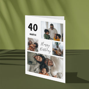 Modernes 4-Foto Collage   Geburtstag Karte