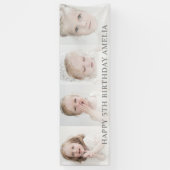 Modernes 4-Foto Collage | Happy Birthday Banner (Vertikal)
