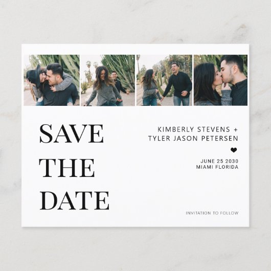 Modernes 4-Foto-Collage Hochzeit rett Datum Flyer (Vorne)