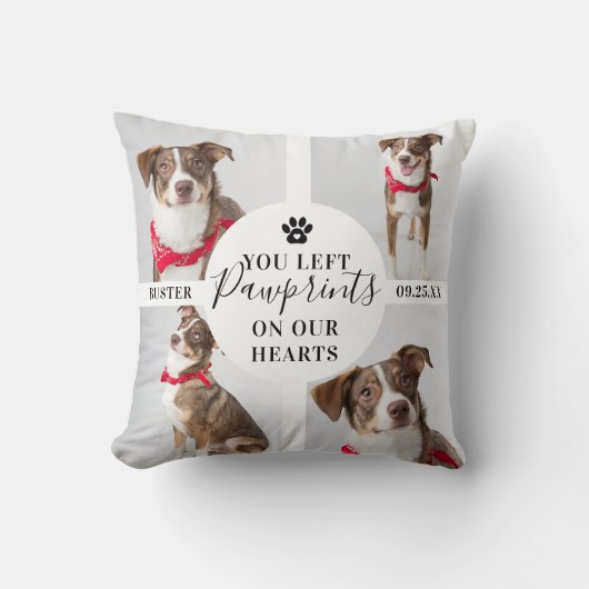 Modernes 4-Foto Collage | Hund/Katze Kissen (Vorderseite)