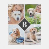 Modernes 4-Foto Collage Monogram Pet Hund Lover Fleecedecke (Vorderseite)