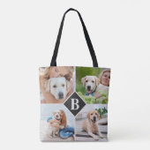 Modernes 4-Foto Collage Monogram Pet Hund Lover Tasche (Rückseite)