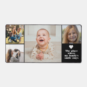 Modernes 4 Foto Collage und Text Custom Monogram Schreibtischunterlage