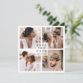 Modernes 4-Foto Collage Wedding Square Save The Date (Stehend Vorderseite)