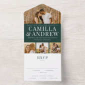 Modernes 4 Foto Elegante Hochzeit All In One Einladung (Innen Boden)