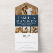 Modernes 4 Foto Elegante Hochzeit All In One Einladung (Innen Boden)