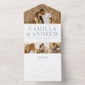 Modernes 4 Foto Elegante Hochzeit All In One Einladung (Innen Boden)