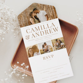 Modernes 4 Foto Elegante Hochzeit All In One Einladung