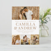 Modernes 4 Foto Elegante Hochzeit Einladung (Stehend Vorderseite)