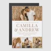 Modernes 4 Foto Elegante Hochzeit Magneteinladung (Vorne/Hinten)